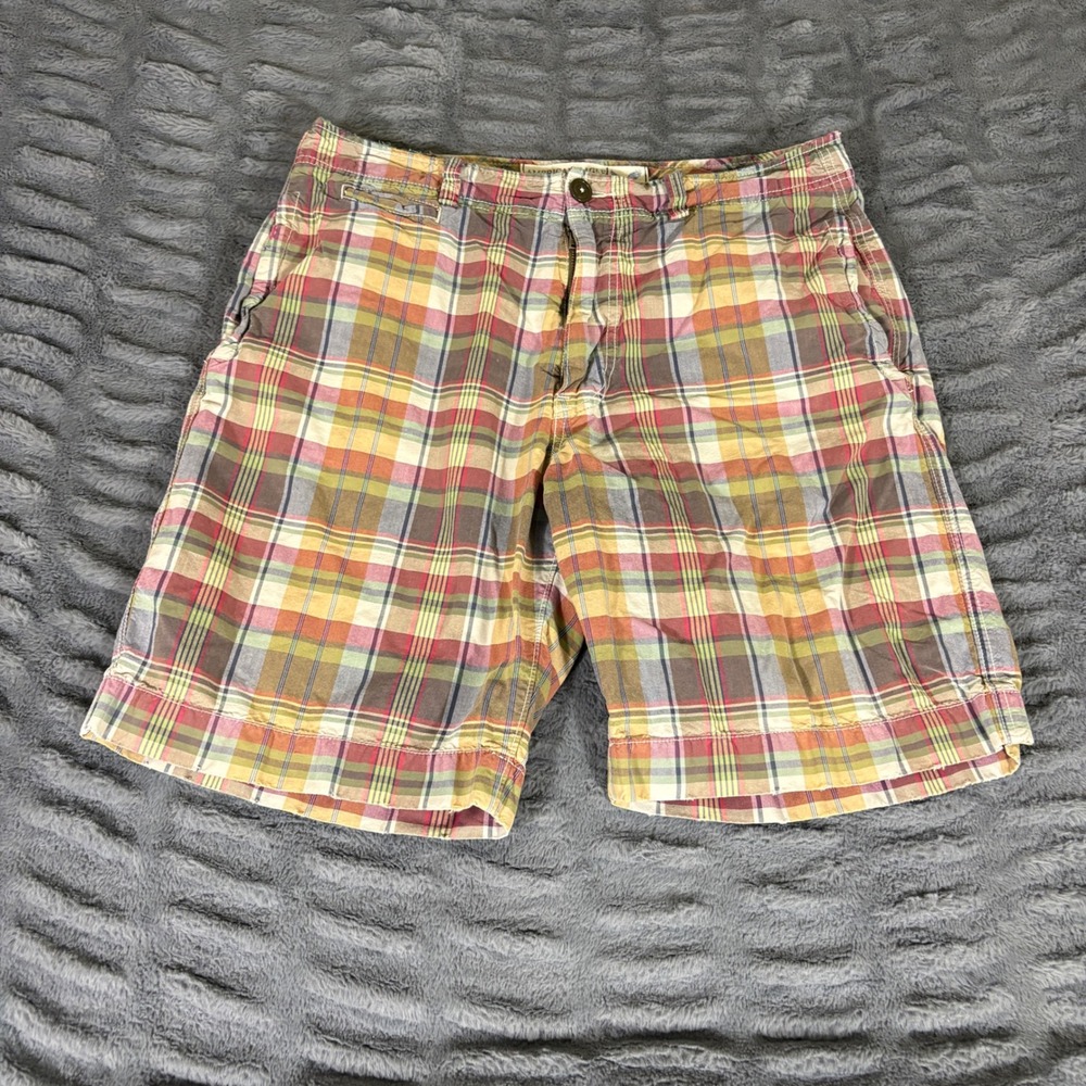 American Eagle Mens 34 Plaid Shorts Multicolor Cotton Flat Front Classic Fit